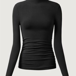 Thermal Ruched Sides Tuckable Mockneck Top
